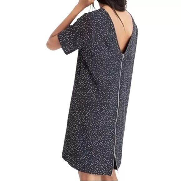 Madewell Zip Back Polka Dot Shift Mini Dress Black White Size 6 Zipper Back - Picture 4 of 15
